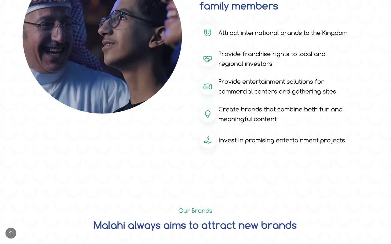 Malahi, a later section of the home page.